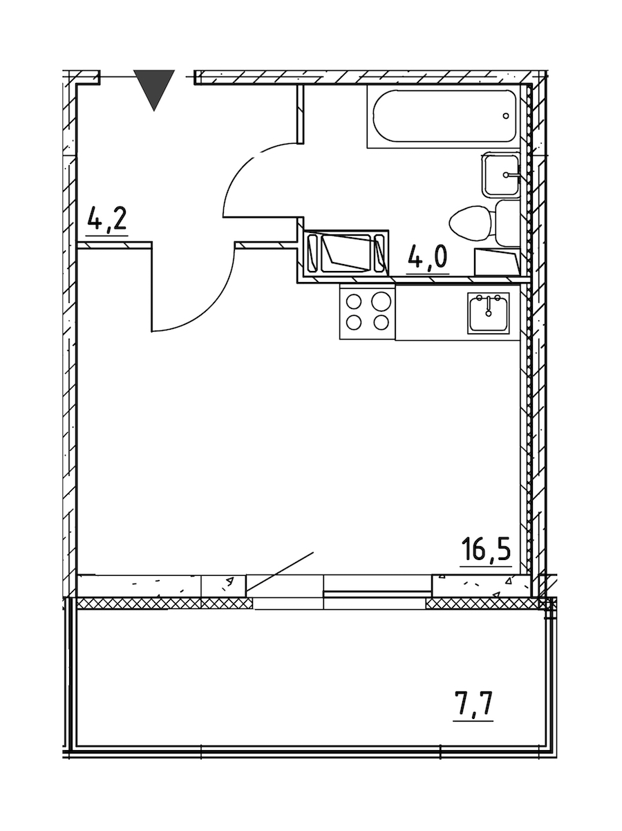 Квартира студия 27.7 м², 6/8 эт., ЖК «Квартал Che»